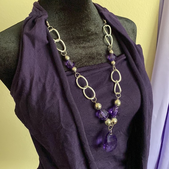 La Scala- Purple halter dress with gems - Picture 3 of 4